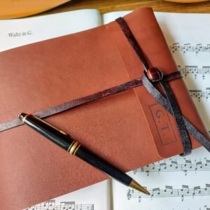 Music composition journal, Personalised Leather Music stave notation book for musicians or lyricists